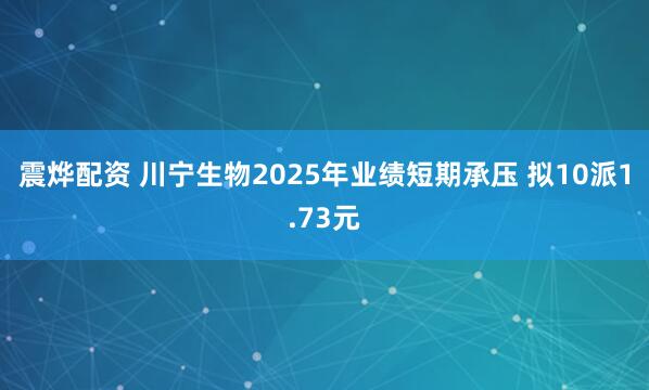 震烨配资 川宁生物2025年业绩短期承压 拟10派1.73元
